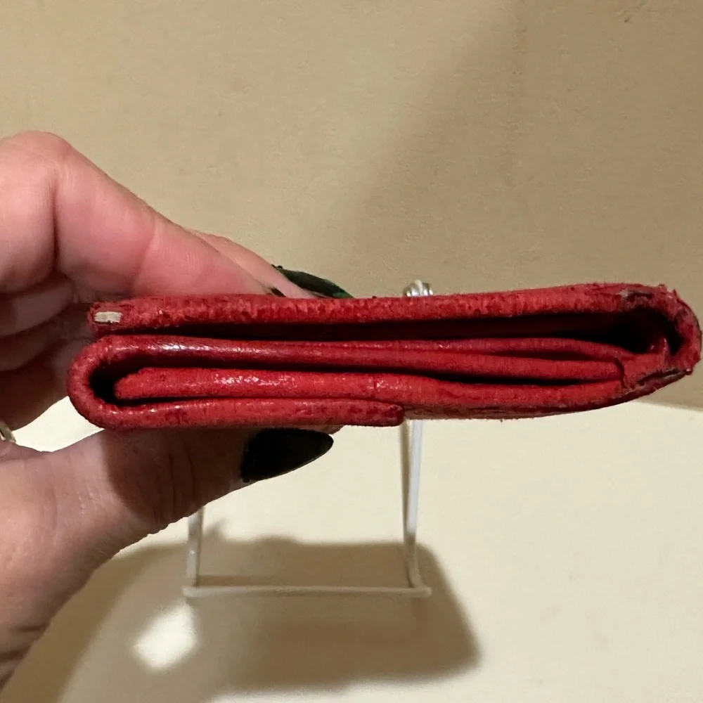 Christian Dior Vintage Red Cannage Bifold Wallet